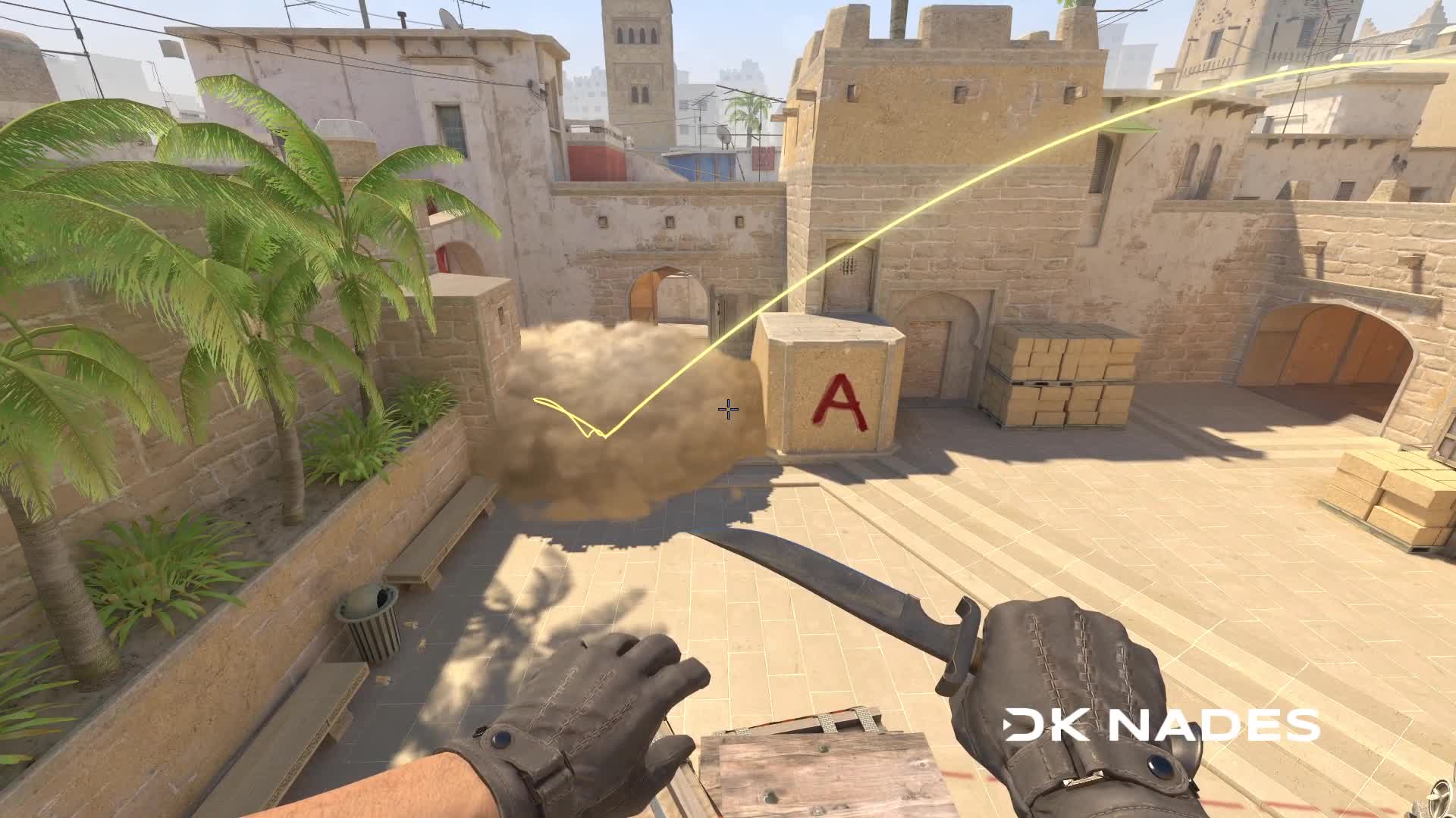 Under stairs smoke from roof in a pit